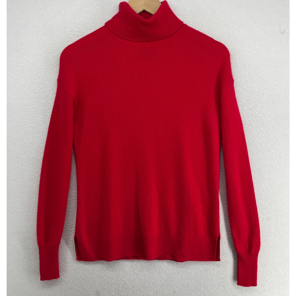 HALOGEN Sweater XS 100% Cashmere Turtleneck Jumper Long Sleeve Pullover Red